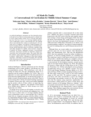 青少年打造的人工智能：针对中学生夏令营的对话式人工智能课程
